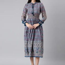 SHOWOFF Multicolor Printed Midi Dress-image-17