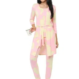 Sweet Dreams Multicolor Abstract Print Pajama Set With Robe-picture-13
