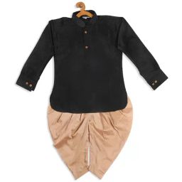 VASTRAMAY SISHU Black & Rose Gold Relaxed Fit Kurta Set-image-81
