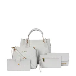 Bagsy Malone Croco White Animal Effect Medium Satchel Handbag - Set of 5-32
