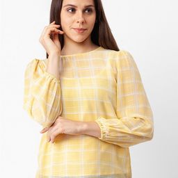 Globus  pastel yellow Checked Top-image-85