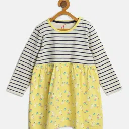 H by Hamleys Infants Girls White & Yellow Printed Full Sleeves A Line Dress-image-81