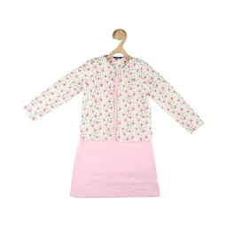 allen solly junior Allen Solly Kids Pink & White Floral Print Full Sleeves Dress with Shrug-picture-11