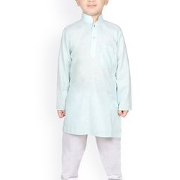 SG YUVRAJ Boys Turquoise Blue & White Solid Kurta with Pyjamas-picture-54