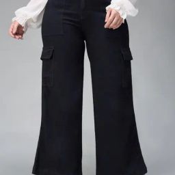 Miss Chase A+ Black Flare Fit Cargo Jeans-image-96
