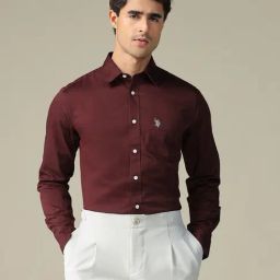 U.S. Polo Assn. Maroon Cotton Regular Fit Shirt-picture-47
