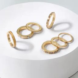 Zaveri Pearls Gold Tone Set Of 7 Stunning Stackable Finger Rings-ZPFK10578-20