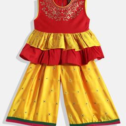 Twisha Girls Red & Mustard Printed Top with Palazzos-image-64