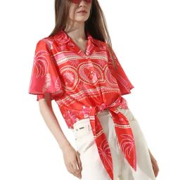 Only Red & White Floral Print Shirt-69