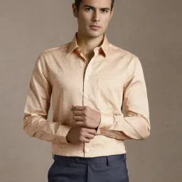 Louis Philippe Beige Cotton Slim Fit Printed Shirt-picture-38
