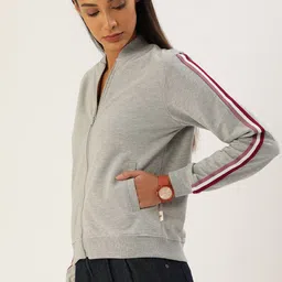 Flying Machine Women Cotton Grey Solid Sweatshirt-image-44