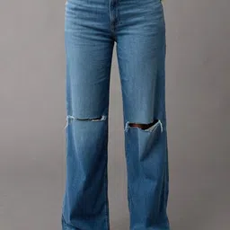AMERICAN EAGLE OUTFITTERS Women Mid-Rise Slash Knee Baggy Jeans-picture-16