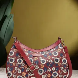 Anouk Women Floral Printed Half Moon Sling Bag-74