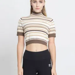 Adidas Originals Brown TURTLENECK Crop Top-picture-31