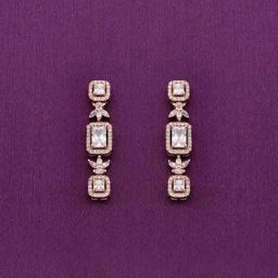 Kai Jewel Sterling Silver Sparkling Zircon Studded Baguettes Drop Rose Gold Earrings for Women-image-46