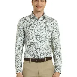 Allen Solly White Cotton Slim Fit Printed Shirt-picture-0