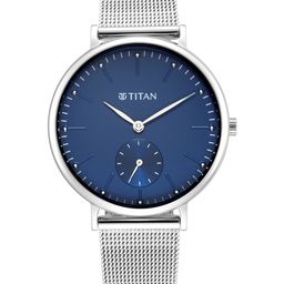 Titan Women Blue Brass Dial & Steel Toned Bracelet Style Straps Analogue Watch-image-35