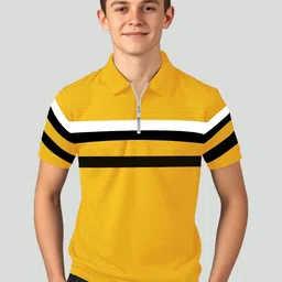 Kiddy Viddy Boys Striped Polo Collar Zipper T-shirt-picture-36