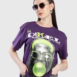 Bene Kleed Women Typography Printed Round Neck Cotton Oversized T-shirt-image-45