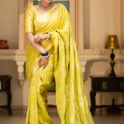 Anjaneya Sarees Yellow Silk Woven Saree With Unstitched Blouse-picture-24
