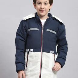 Monte Carlo Kids Navy & White Color Block Full Sleeves Jacket-image-96