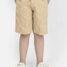 Crimsoune Club Boys Khaki Cotton Floral Shorts-image-3