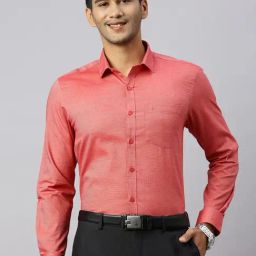 Ramraj Red Cotton Regular Fit Solid Shirt-picture-3