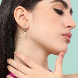 Sohi Gold Plated Designer Stone Party Drop Earrings image 2