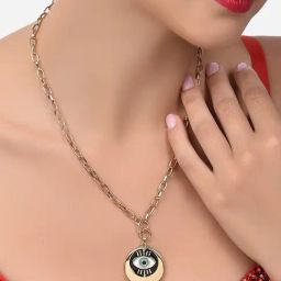 Zaveri Pearls Gold Tone Evil Eye Contemporary Detachable Pendant & Link Chain-ZPFK14368-32