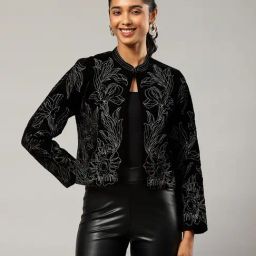 Label Ritu Kumar Black & White Embroidered Jacket-18