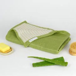 Doctor Towels Aloevera Double Cloth Stripes Aloe Green Bath Towel-35