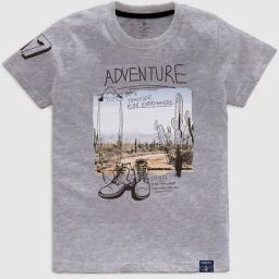 Codez Kids Grey Melange Printed T-Shirt-image-88