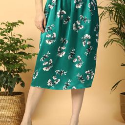 Oxolloxo Floral Printed Elasticated Knee Length Straight Skirt-image-90