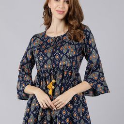 kipek Blue Floral Print Empire Top-image-53