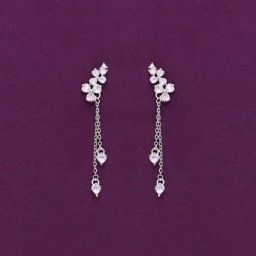 Kai Jewel Sterling Silver Chic Floral Zircon Drop Earrings for Women-image-6