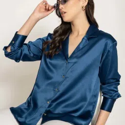 Lounge Dreams Navy Blue Regular Fit Shirt-picture-26