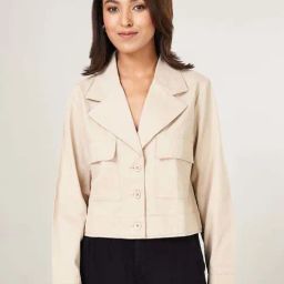 People by Pantaloons Khaki Plain Jacket-picture-45