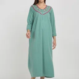 Arrabi Women Embroidered Maxi Nightdress-image-81