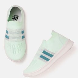 YK Girls Mint Green Woven Design Slip-On Sneakers-image-8