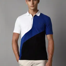 Louis Philippe Multicolored Cotton Slim Fit Colour Block Polo T-Shirt-image-19