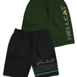 HELLCAT Kids Black & Olive Printed Shorts (Pack Of 2)-image-53