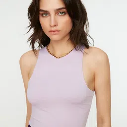 Trendyol Women Lavender Solid Bodysuit-image-75