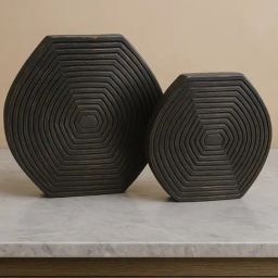 Kridha Living Silver & Black Aluminium Vases - Set of 2-image-84
