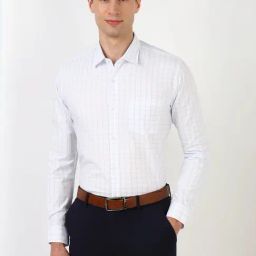 Peter England White Regular Fit Checks Shirt-image-90