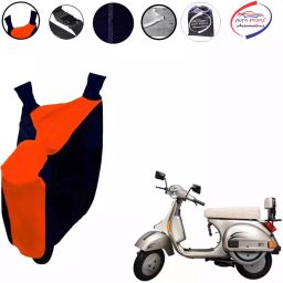 Auto Pearl Waterproof Two Wheeler Cover For LML NV (Orange & Blue)-image-63
