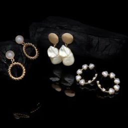 Zaveri Pearls Gold Tone Set of 3 Contemporary Pearl Drop Earrings-ZPFK10621-20