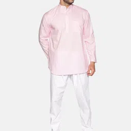 Sethukrishna Men Pink Solid Kurta with Pyjamas-picture-52