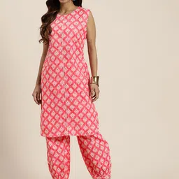 HERE&NOW Floral Printed Pure Cotton Kurta with Salwar-picture-54