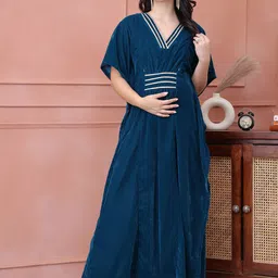 Secret Wish Women Velvet Embellished Maternity Kaftan Dress-image-39