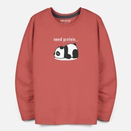 HELLCAT Boys Red Printed Full Sleeves T-Shirt-image-1